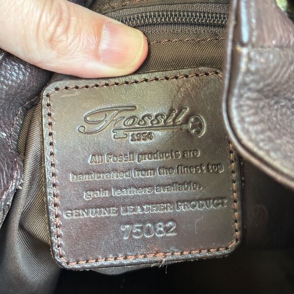 Fossil VTG Leather Backpack Brown Drawstring Boho Multi-pocket Key Charm 75082 - Picture 10 of 13